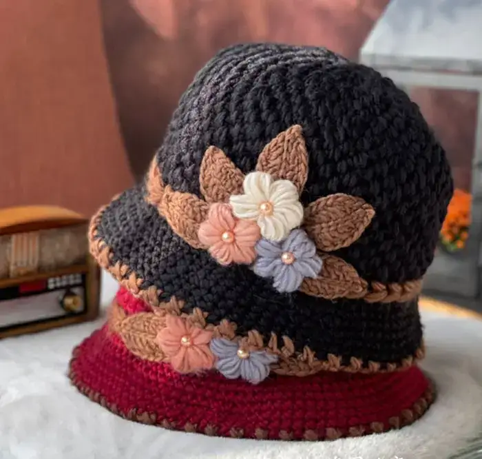 Vintage floral beanie