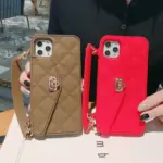 Handbag phone Case with Soft Silicone Chain for Women with Handstrap & Long Pearl Crossbody Chain