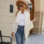 Winter Knit Fringe Fur Collar Shawl - Image 7