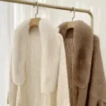 Winter Knit Fringe Fur Collar Shawl - Image 5